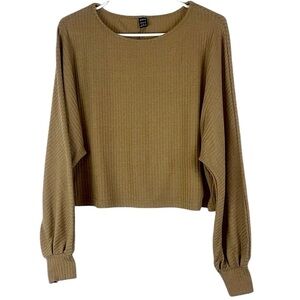 Shein dolman cropped ribbed casual top Sz S